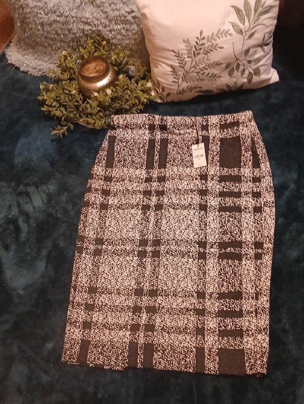 Express Black and White Plaid Pencil Skirt